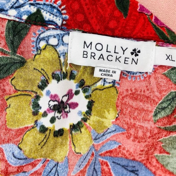 Molly Bracken Red Ruffle Floral Button Down Shirt - Picture 8 of 8